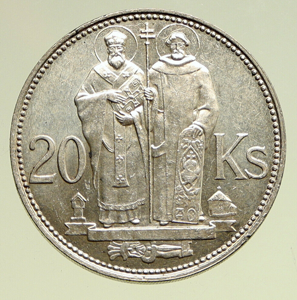 1941 SLOVAKIA Silver 20 Korun SAINT CYRIL AND METHODIUS Slovakian Coin i95060