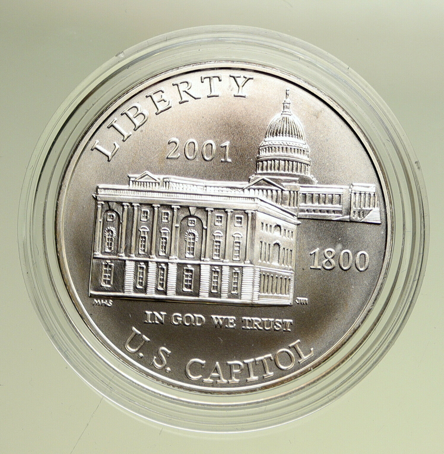 2001 P United States Washington DC Capitol Building BU Silver Dollar Coin i95075