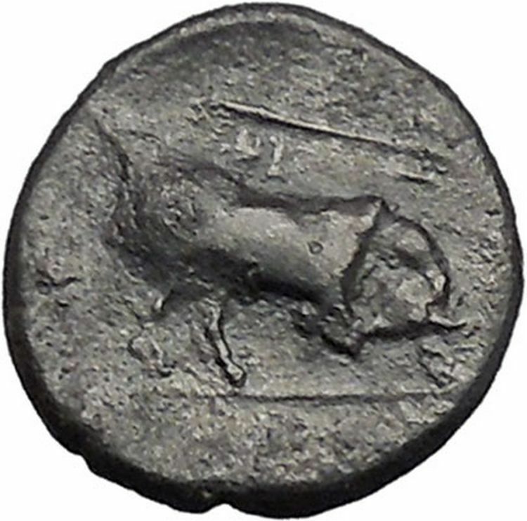 KRANNON in THESSALY 350BC Horseman Bull Authentic Ancient Greek Coin i49158