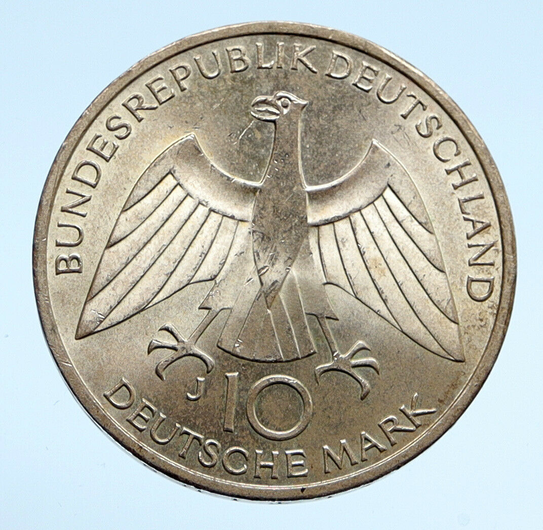 1972 J GERMANY Munich Summer Olympics Games Schleife BU Silver 10 M Coin i94541