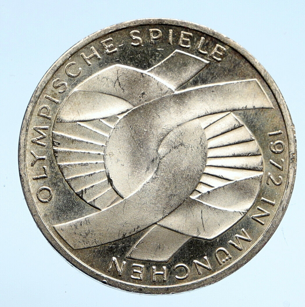 1972 G GERMANY Munich Summer Olympics Games Schleife PRF Silver 10 M Coin i94546