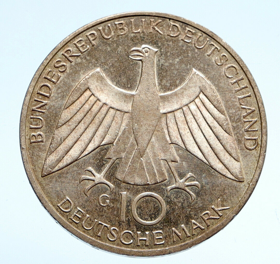 1972 G GERMANY Munich Summer Olympics Games Schleife PRF Silver 10 M Coin i94546