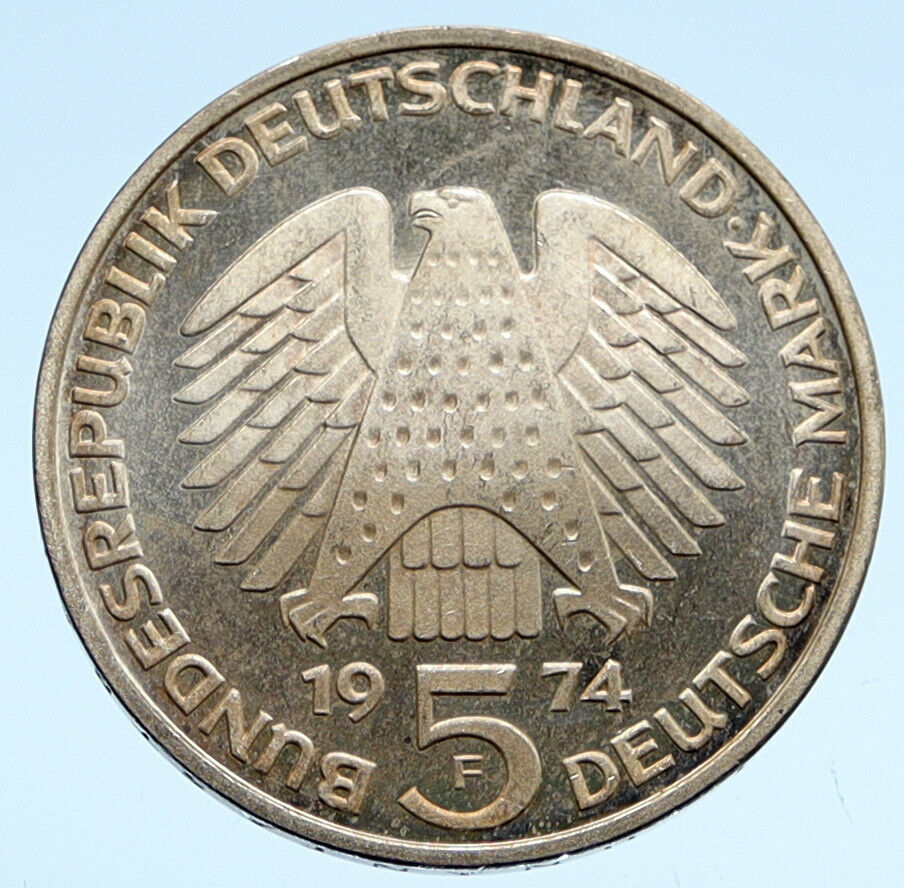 1974 F GERMANY 25 Years Federal Constitution Law OLD Proof Silver 5 Mark i94540