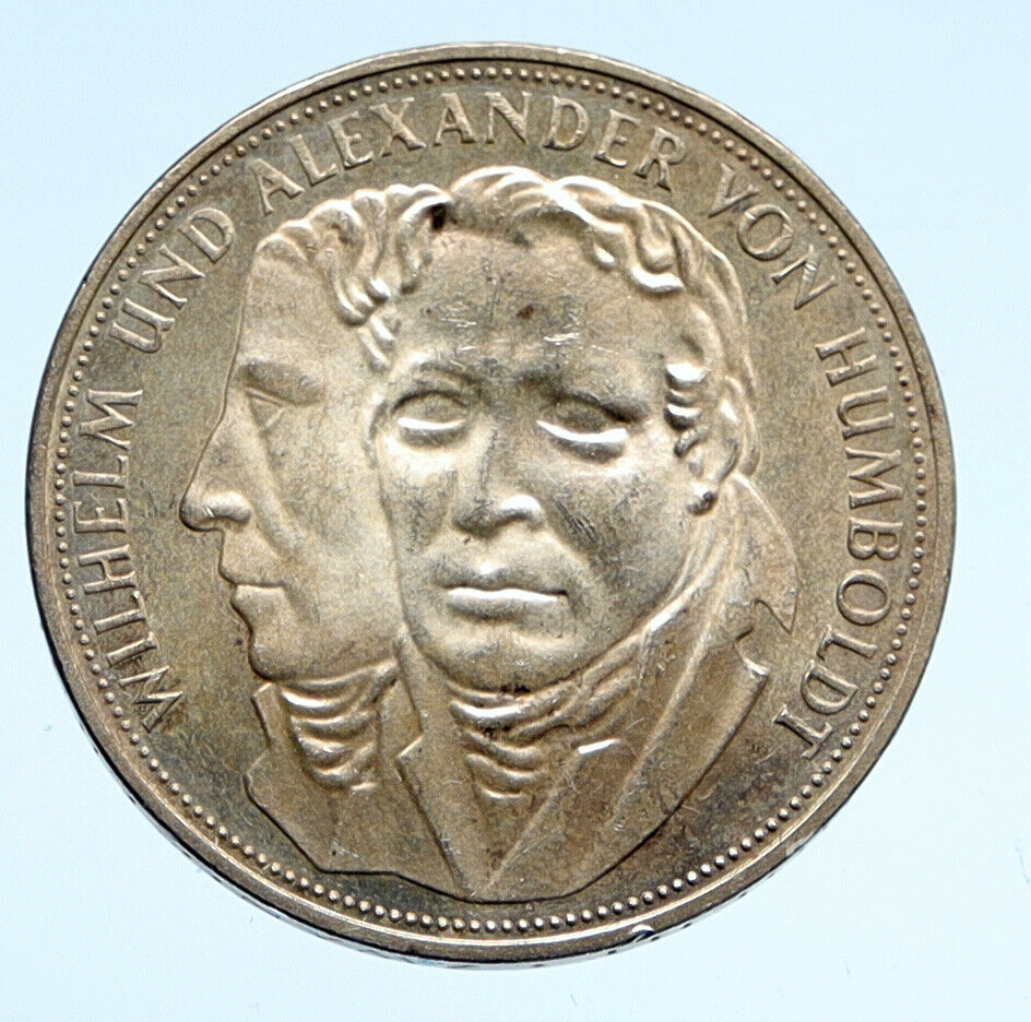 1967 GERMANY Wilhelm and Alexander von Humboldt Silver 5 Mark German Coin i94527