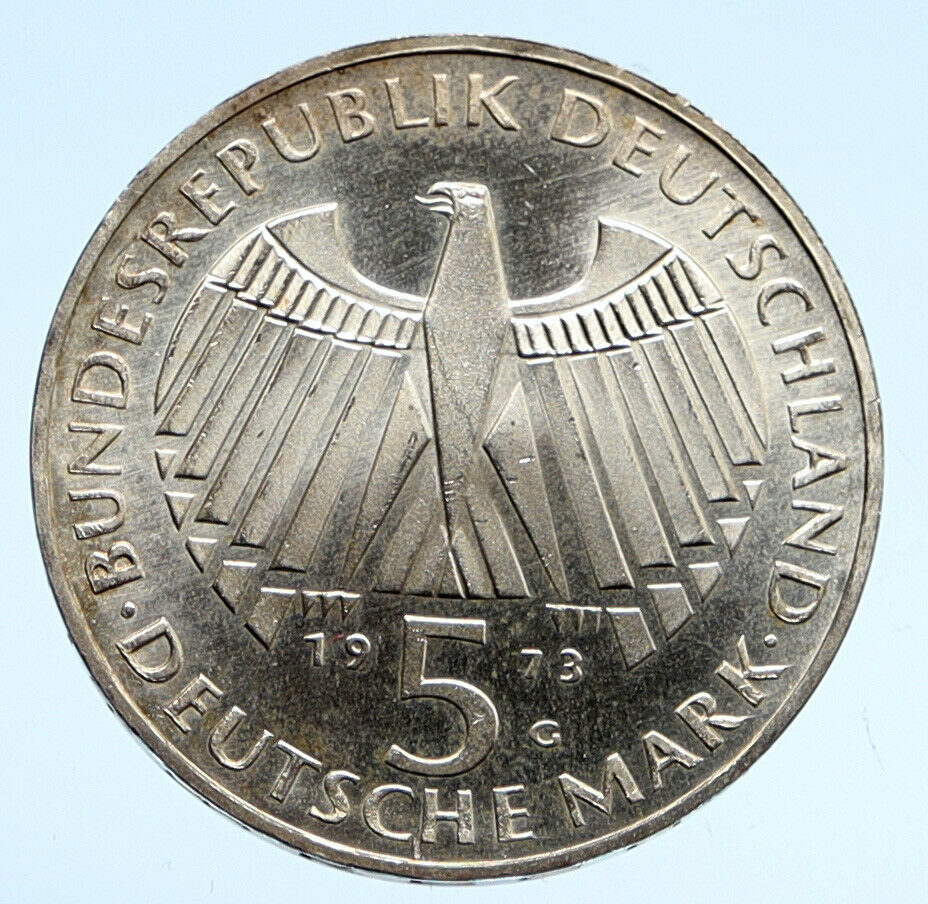 1973 G GERMANY FRANFURT PARLIAMENT BUILDING Proof Silver 5 MK German Coin i94544