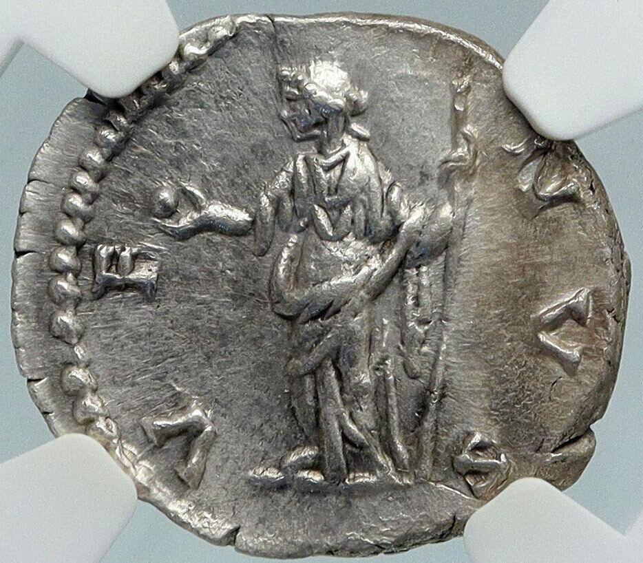 LUCILLA wife of LUCIUS VERUS Rare 161AD Silver Roman Coin WREATH NGC i88354