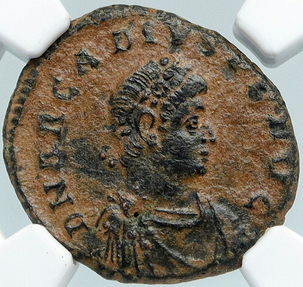 ARCADIUS Authentic 383AD Ancient Roman Coin EMPEROR w GLOBE CAPTIVE NGC i88353