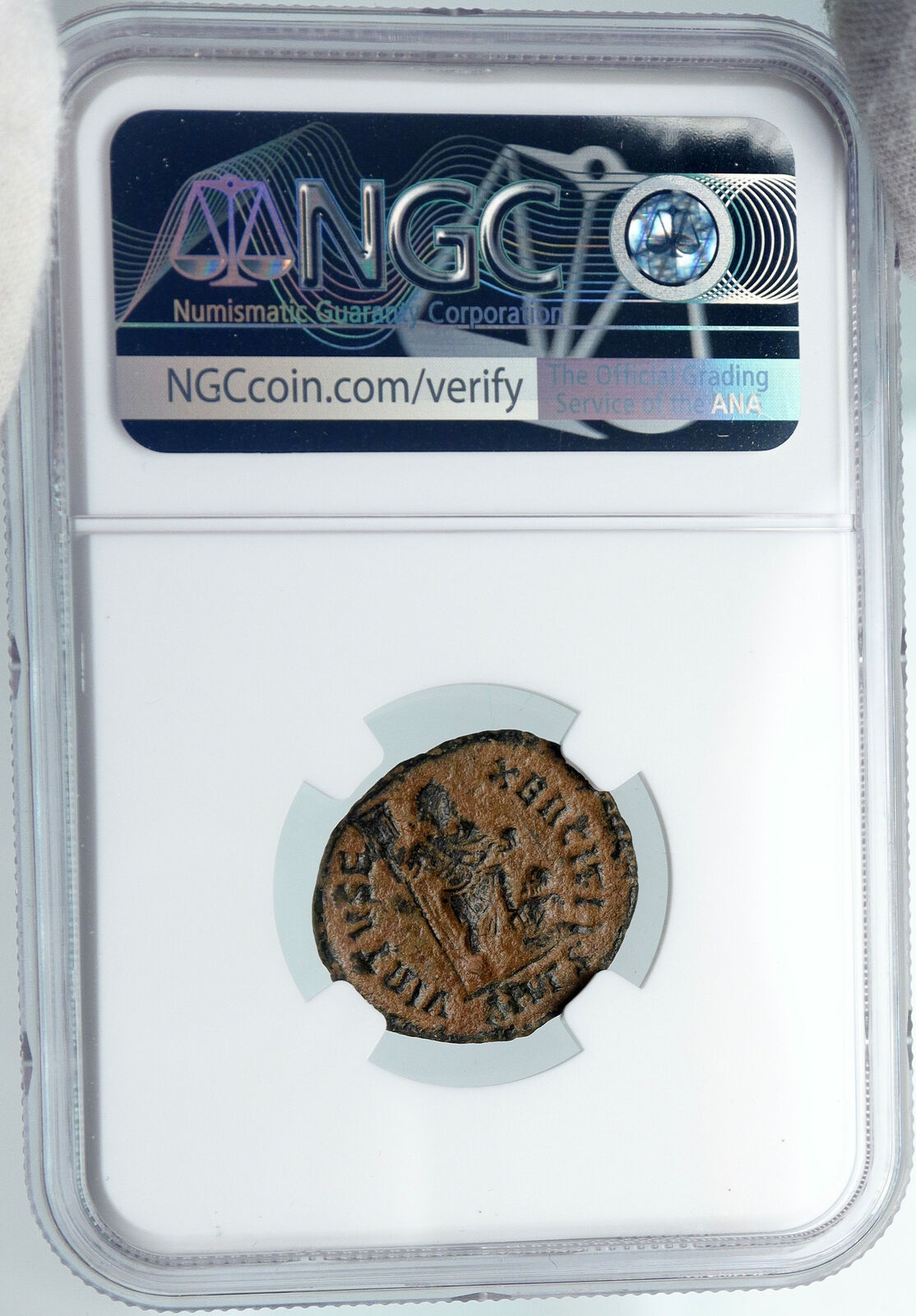 ARCADIUS Authentic 383AD Ancient Roman Coin EMPEROR w GLOBE CAPTIVE NGC i88353