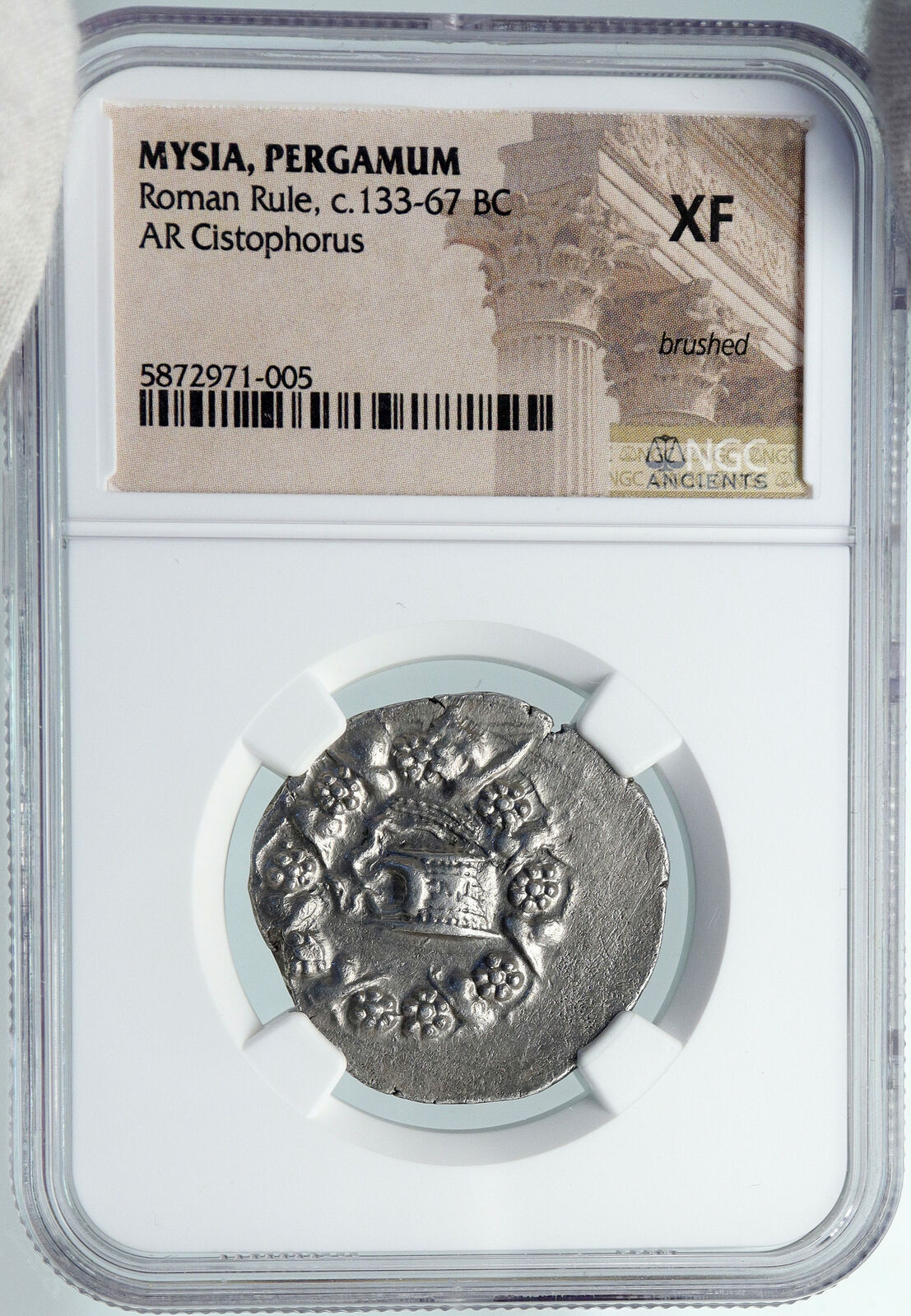 PERGAMON in MYSIA Authentic Ancient 92BC OLD Silver Greek Coin OWL NGC i88355