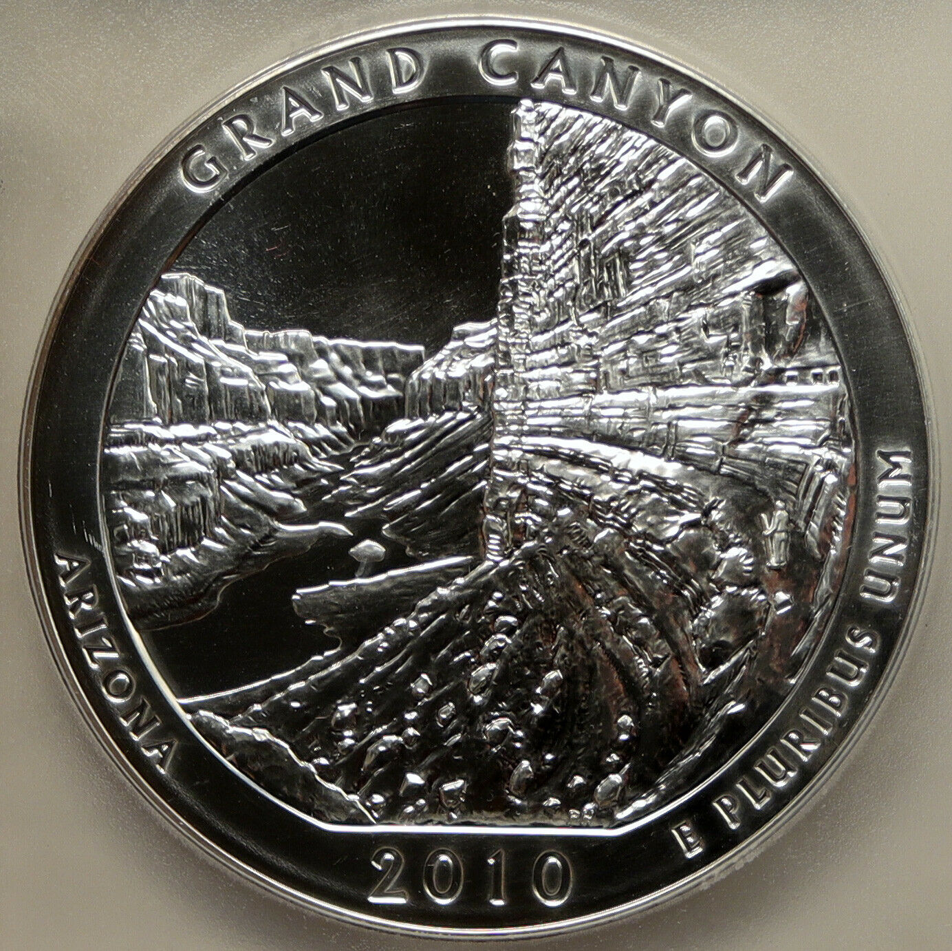 2010 UNITED STATES Grand Canyon 5 OZ Prooflike Silver State 25C Coin PCGS i95249