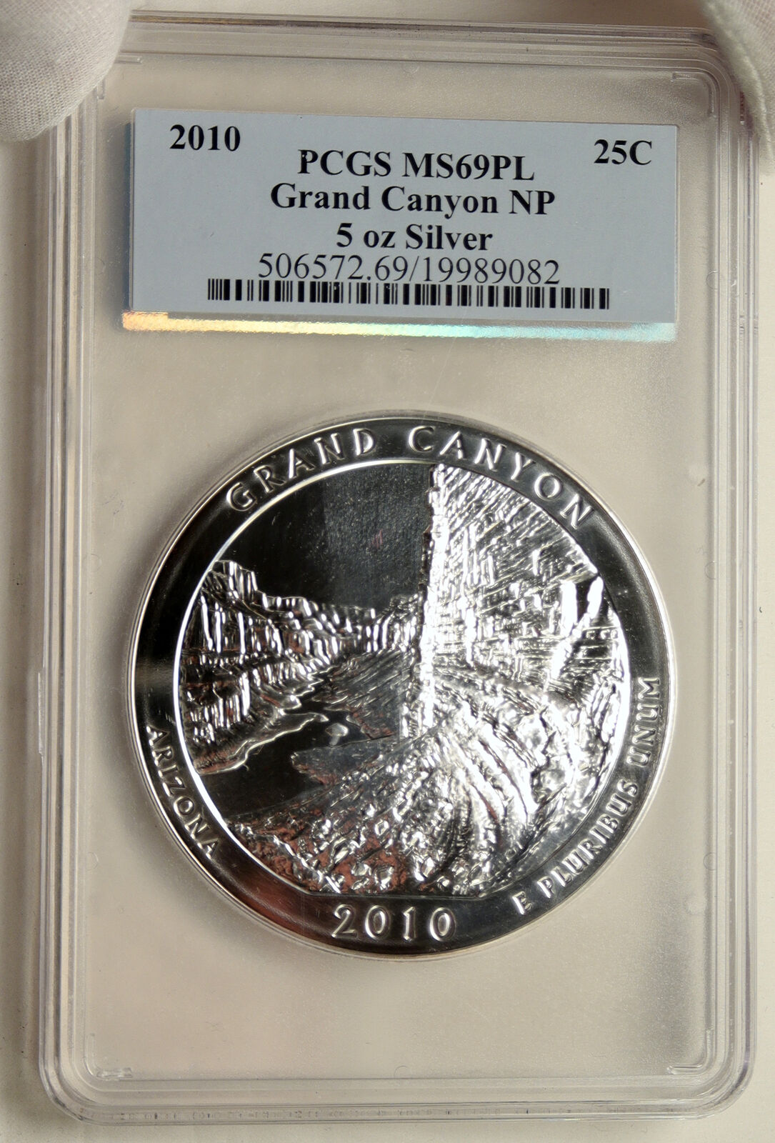 2010 UNITED STATES Grand Canyon 5 OZ Prooflike Silver State 25C Coin PCGS i95249