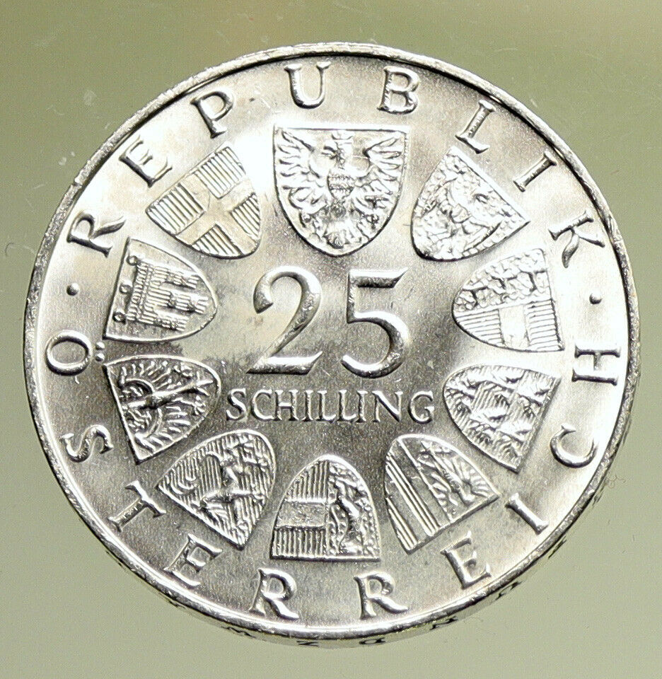 1970 AUSTRIA Franz Lehar Hungarian Composer Silver 25 Shlng Austrian Coin i95236