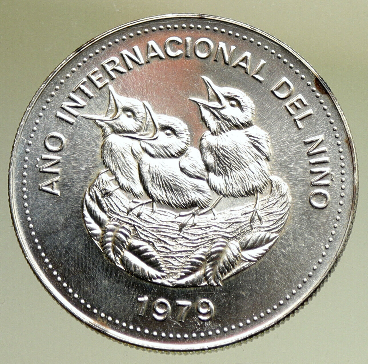 1979 COSTA RICA Year of the Child UNESCO VINTAGE Silver 100 Colones Coin i95232