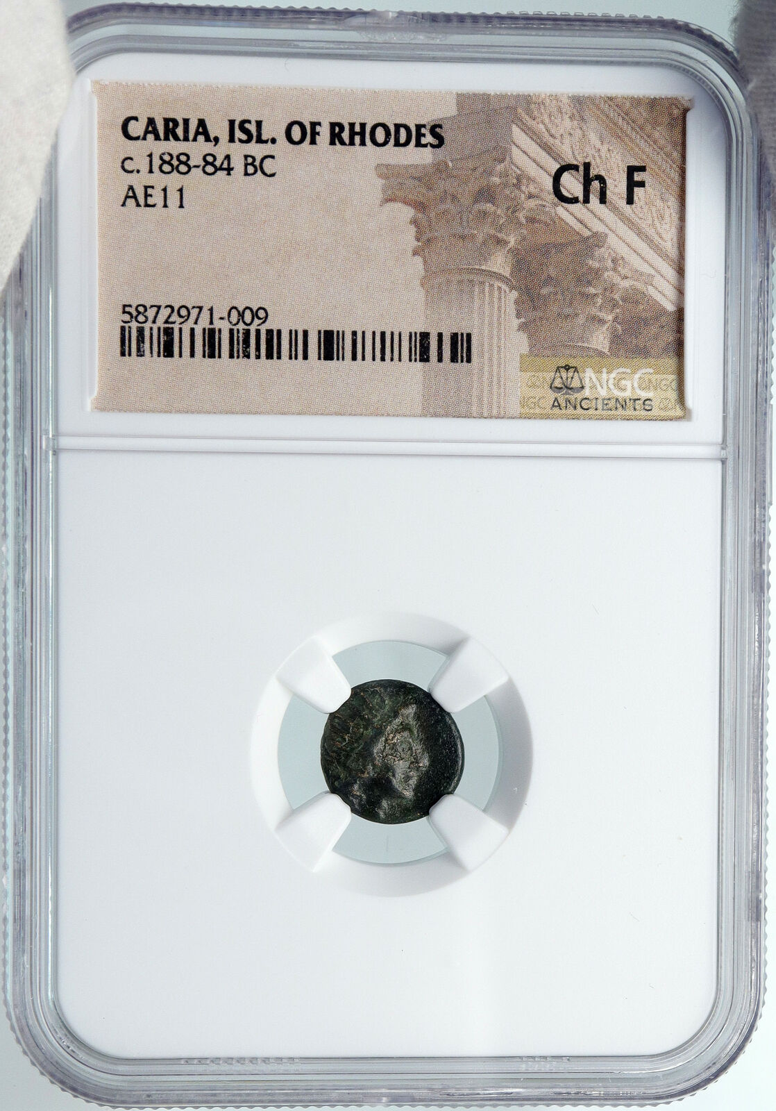 RHODES Greek Island Off Caria Ancient 188BC HELIOS ROSEBUD NGC Greek Coin i88356