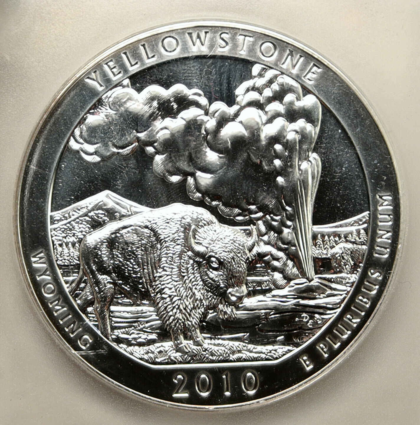 2010 UNITED STATES YELLOWSTONE WYOMING 5OZ Prooflike Silver 25C Coin PCGS i95248