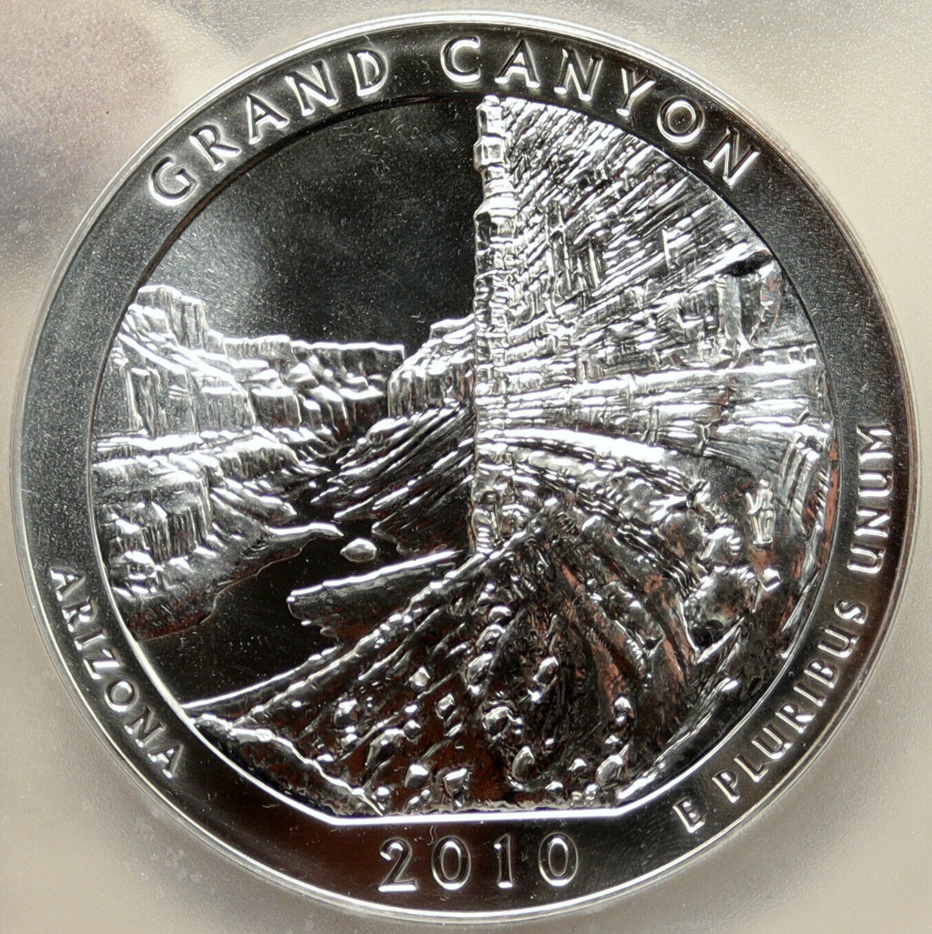 2010 UNITED STATES Grand Canyon 5 OZ Prooflike Silver State 25C Coin PCGS i95246