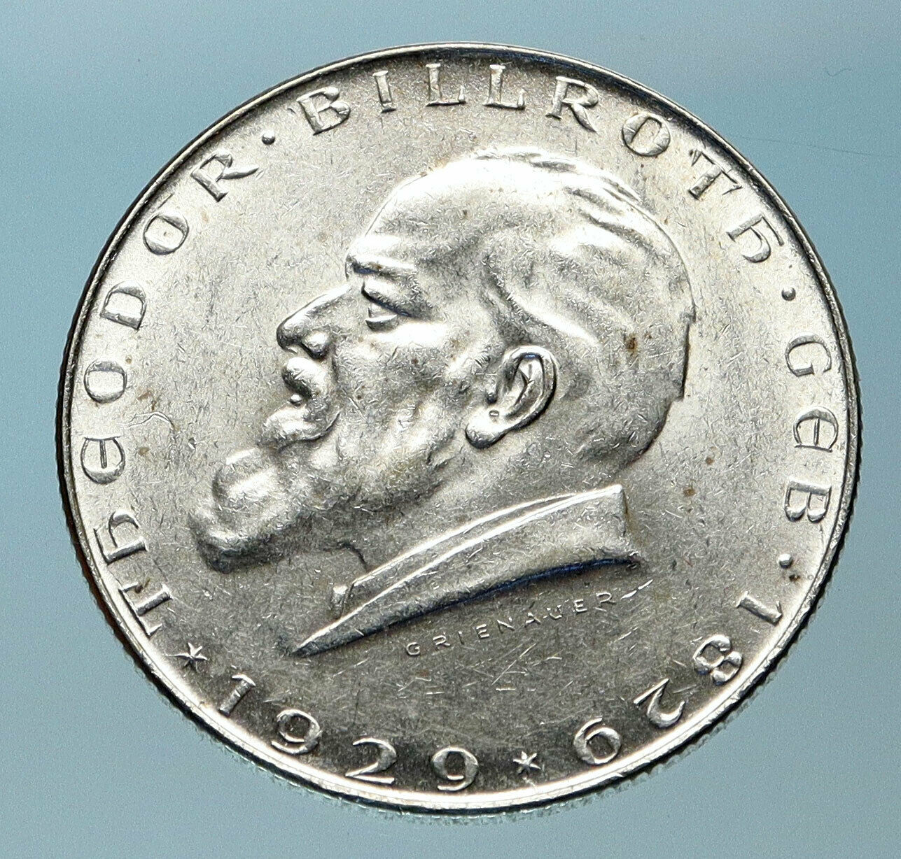 1929 AUSTRIA with Surgeon Theodor Billroth Antique Silver 2 Shilling Coin i83794