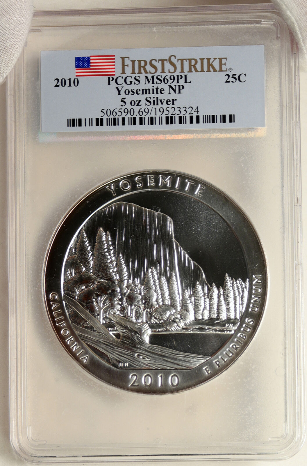 2010 UNITED STATES YOSEMITE CALIFORNIA 5OZ Prooflike Silver 25C Coin PCGS i95253