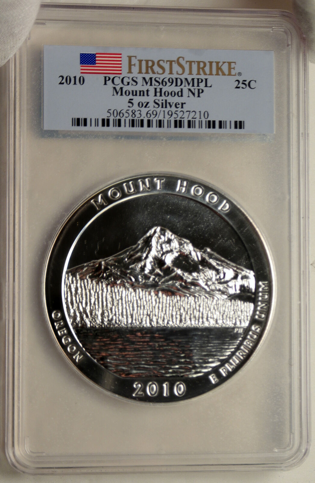 2010 UNITED STATES MOUNT HOOD OREGON 5 OZ Prooflike Silver 25C Coin PCGS i95251