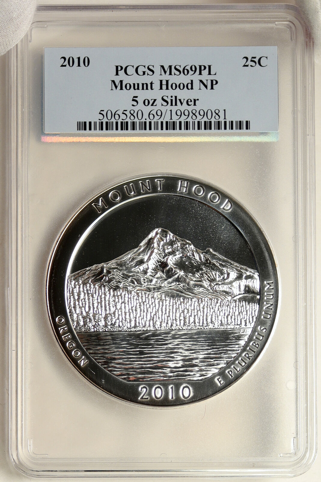 2010 UNITED STATES MOUNT HOOD OREGON 5 OZ Prooflike Silver 25C Coin PCGS i95252