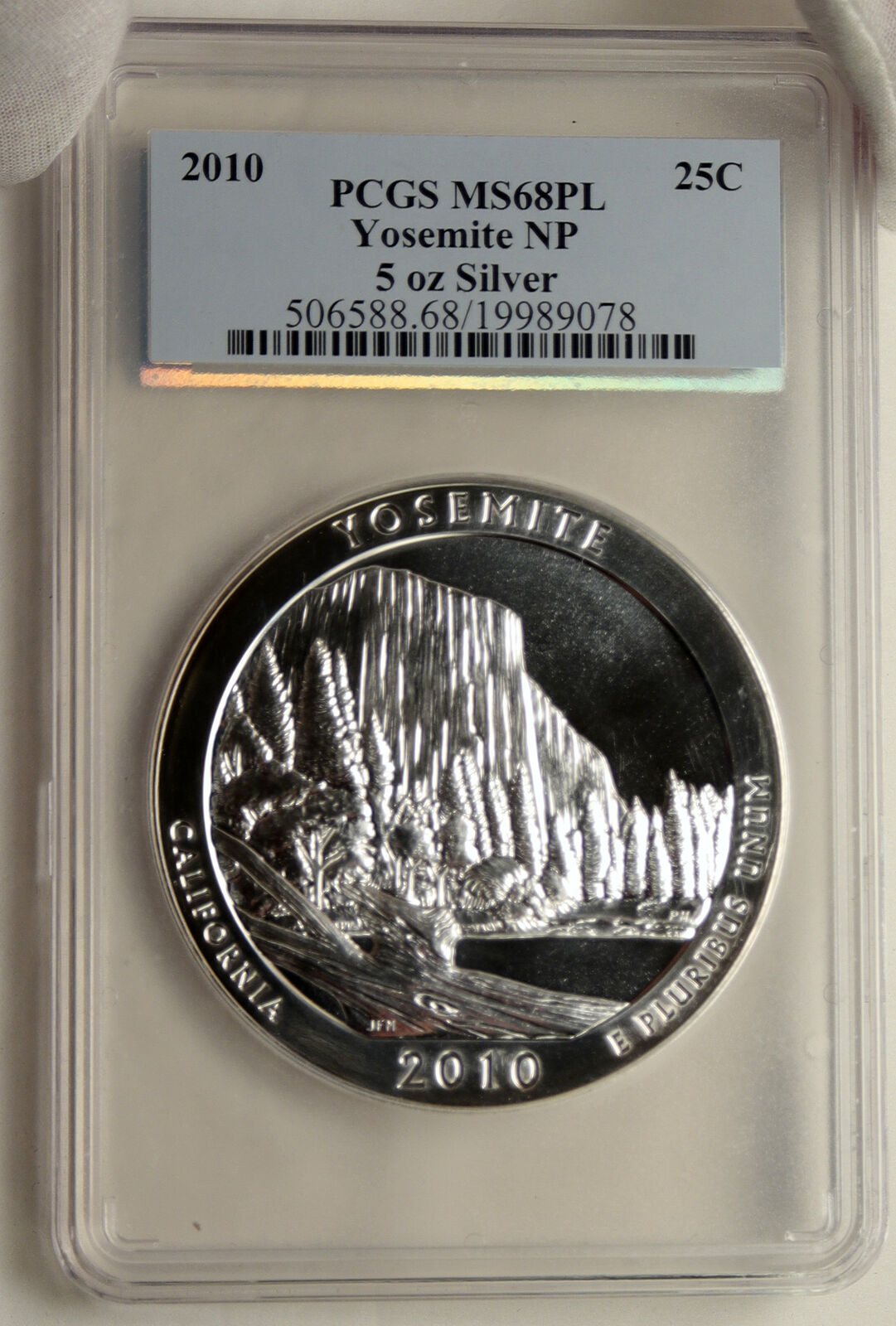 2010 UNITED STATES YOSEMITE CALIFORNIA 5OZ Prooflike Silver 25C Coin PCGS i95255