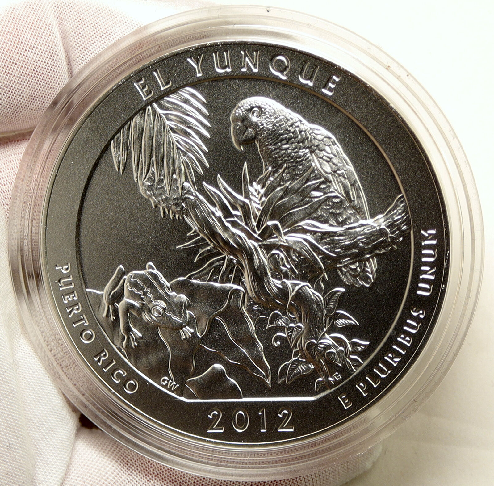 2012 UNITED STATES EL YUNQUE PUERTO RICO 5 OZ Matte Silver 25C Medal i95257