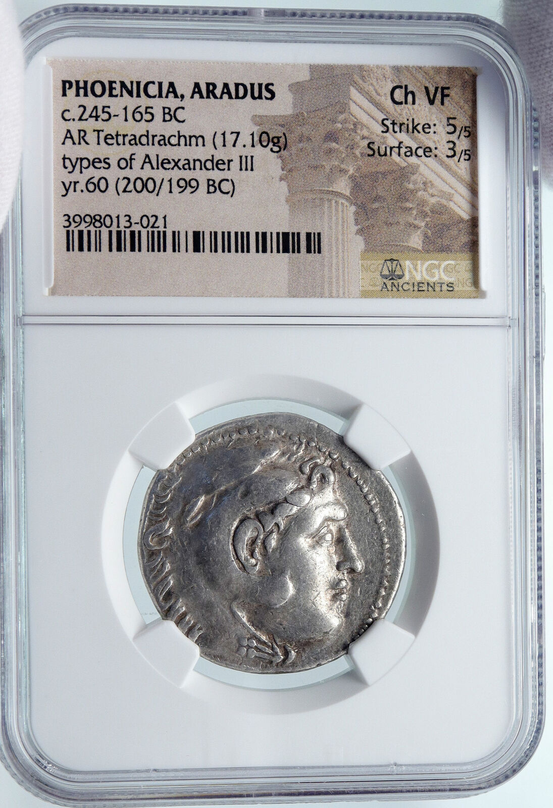 ARADOS Phoenicia Ancient Silver Greek TETRADRACHM Coin ALEXANDER III NGC i85482