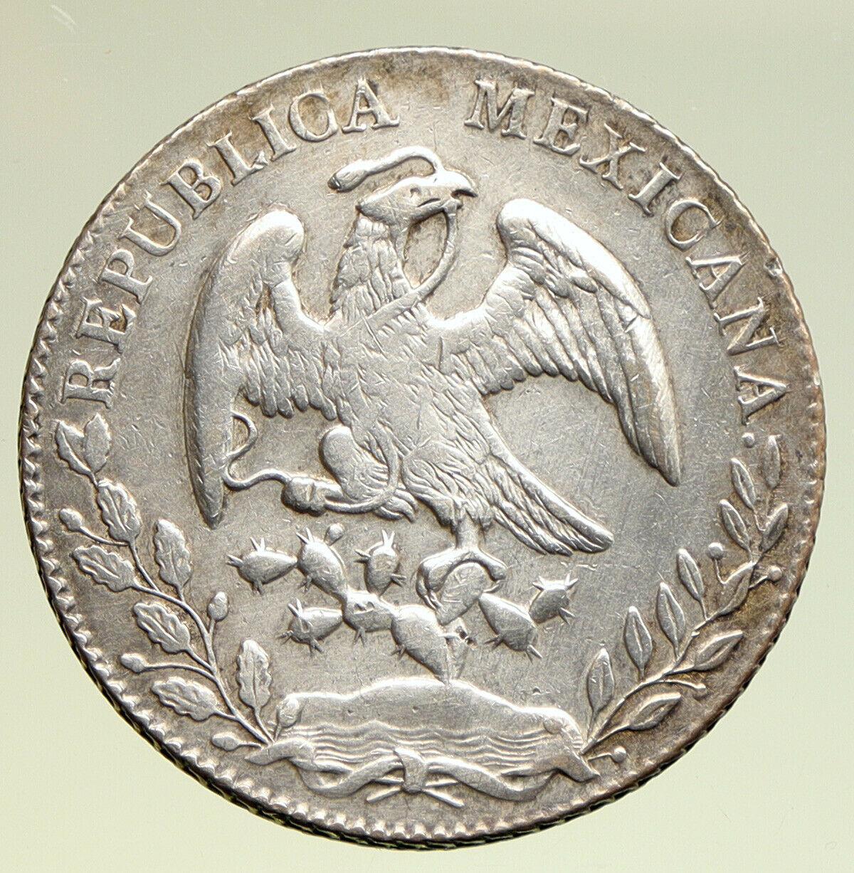 1876 Mo BH MEXICO Large Eagle Sun Antique Mexican Silver 8 Reales Coin i95004