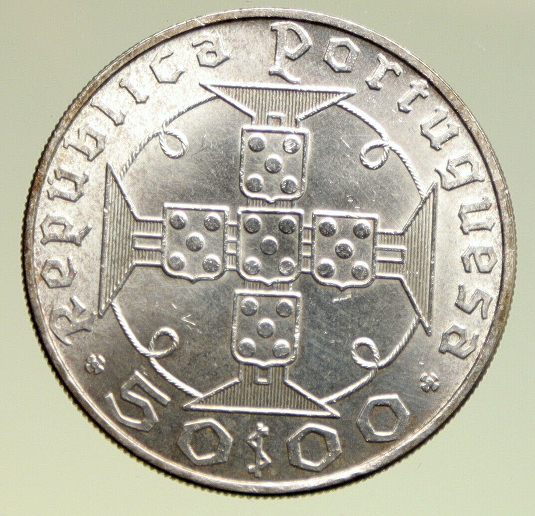 1970 PORTUGAL SAO TOME and PRINCIPE St Thomas & Prince Silver 50 Esc Coin i95003