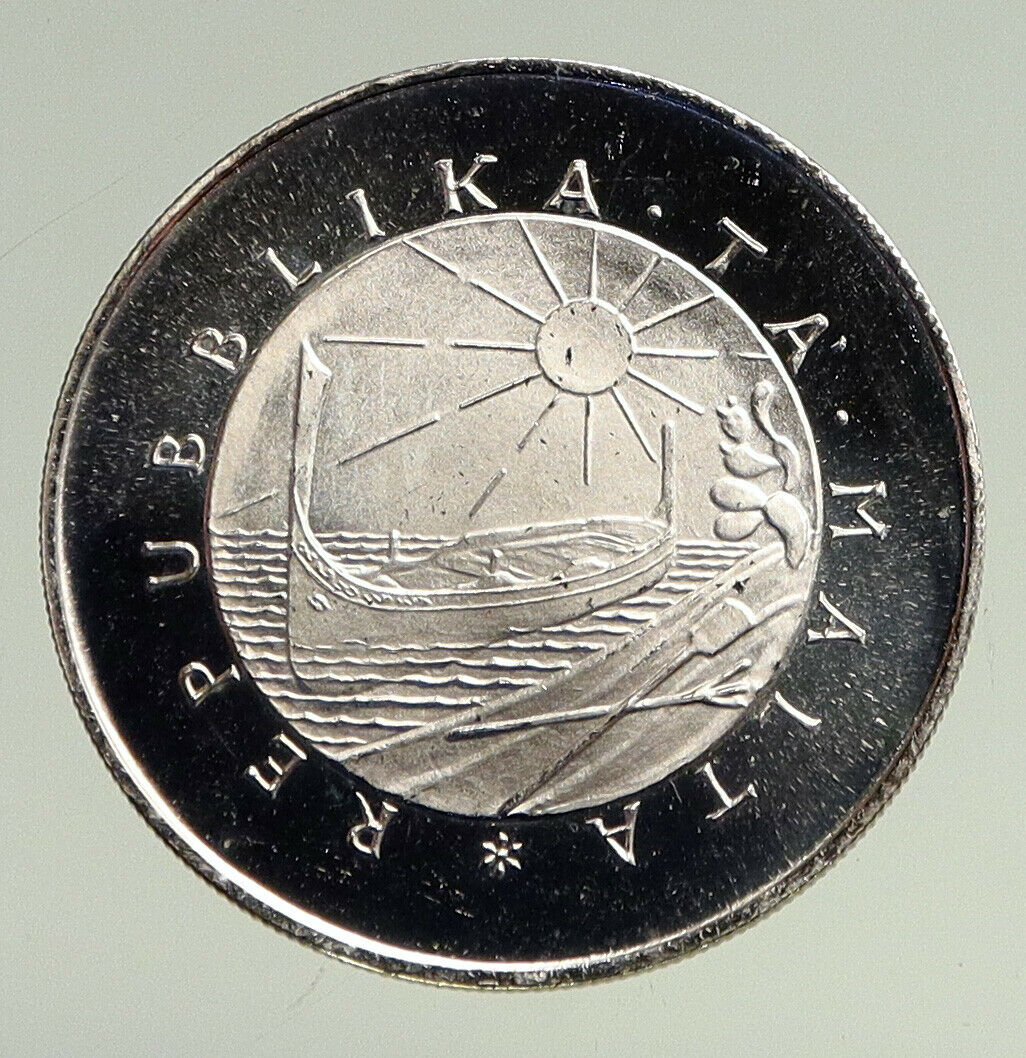 1975 MALTA Alfonso Maria Galea VINTAGE Old PROOF Silver 2 Liri Coin i94755