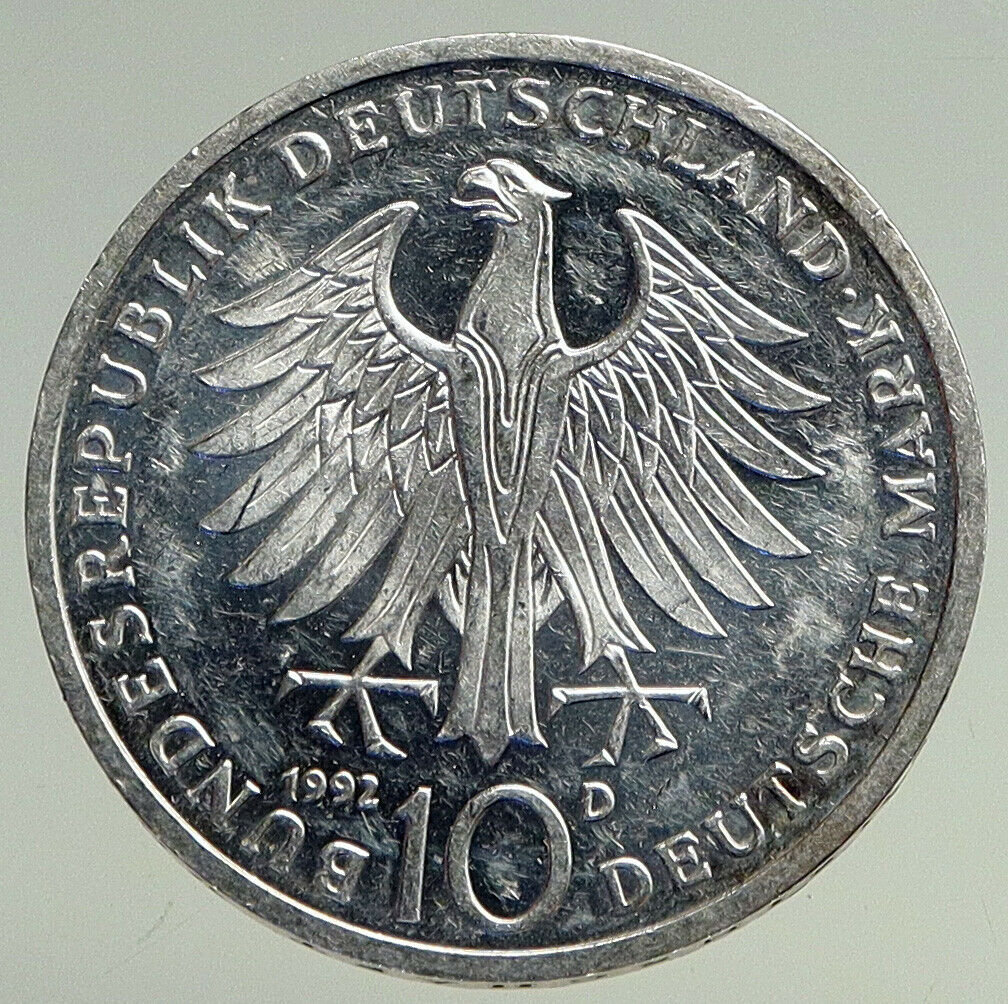 1992 D GERMANY Order of Merit Pour-le-Merité Proof Silver 10 Mark Coin i94738