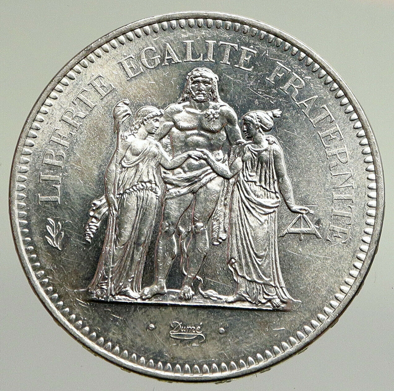 1975 FRANCE Large HERCULES Motto VINTAGE Old Silver 50 FRANCS French Coin i94786