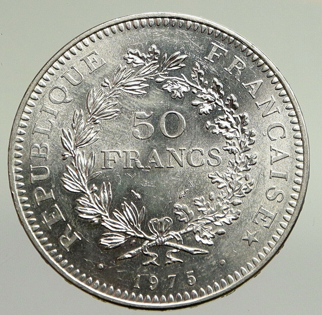 1975 FRANCE Large HERCULES Motto VINTAGE Old Silver 50 FRANCS French Coin i94786