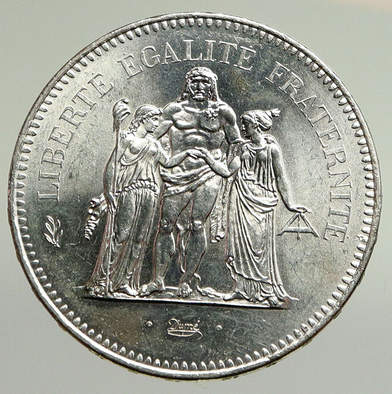 1975 FRANCE Large HERCULES Motto VINTAGE Old Silver 50 FRANCS French Coin i94787