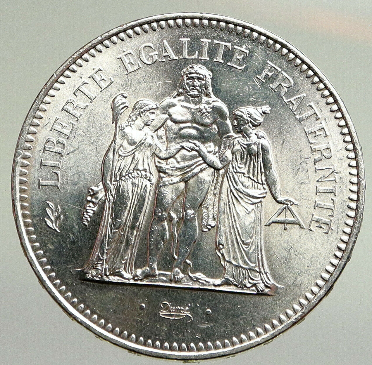 1975 FRANCE Large HERCULES Motto VINTAGE Old Silver 50 FRANCS French Coin i94777