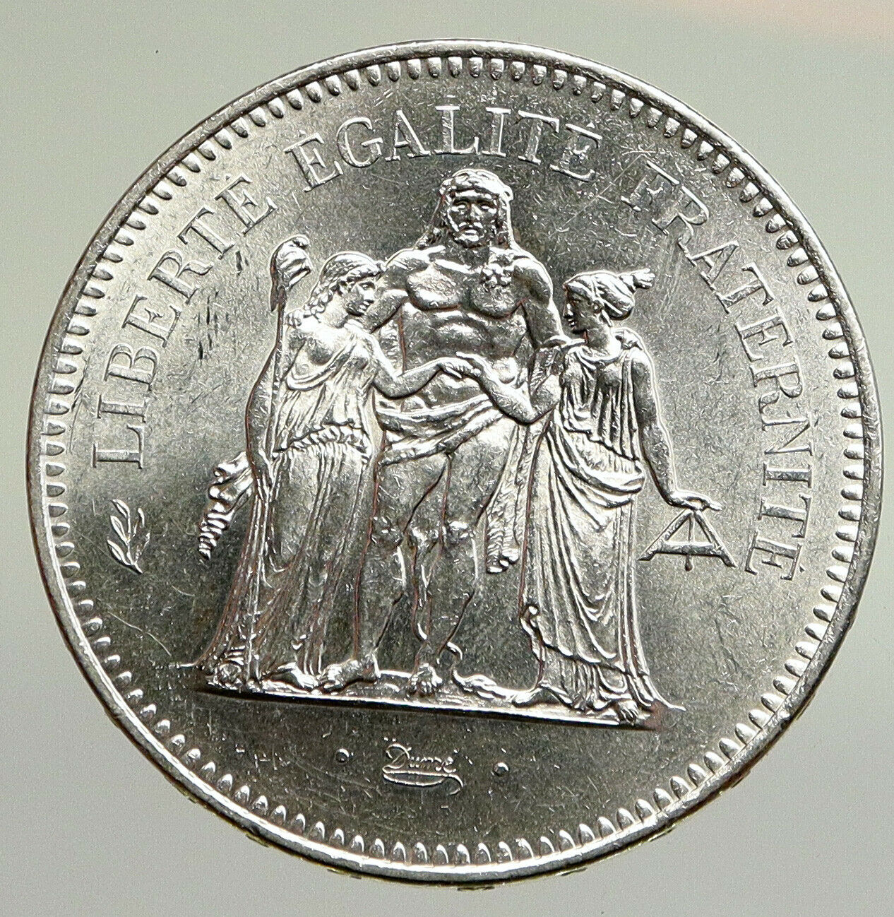 1975 FRANCE Large HERCULES Motto VINTAGE Old Silver 50 FRANCS French Coin i94784