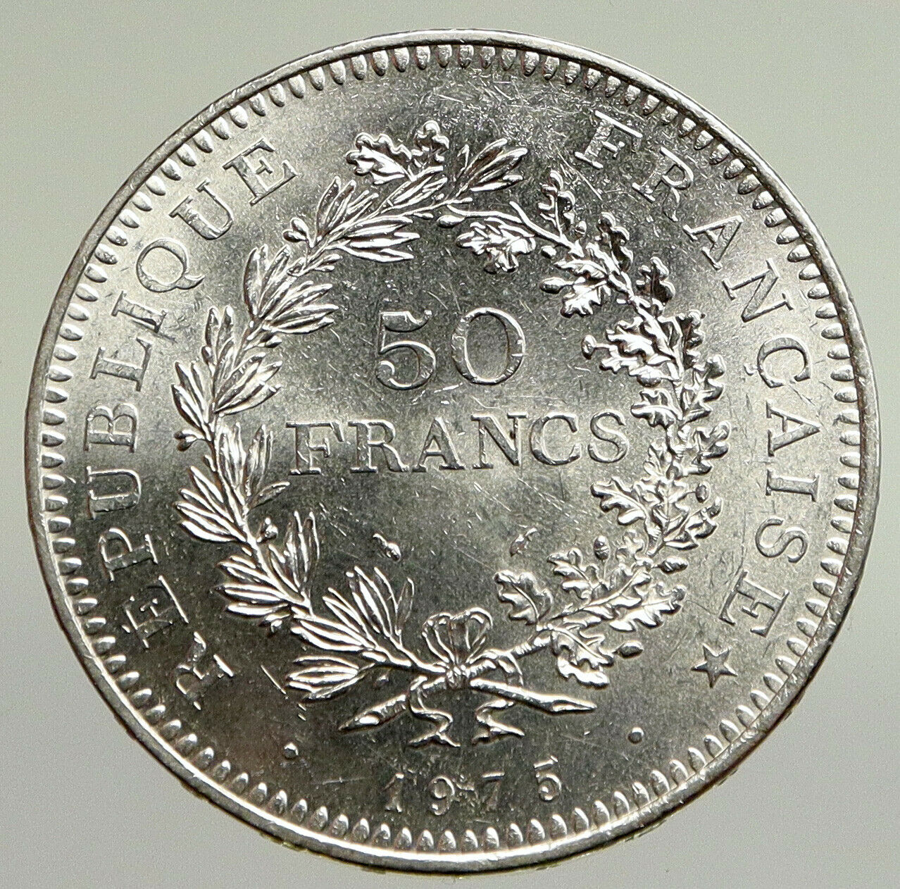 1975 FRANCE Large HERCULES Motto VINTAGE Old Silver 50 FRANCS French Coin i94784