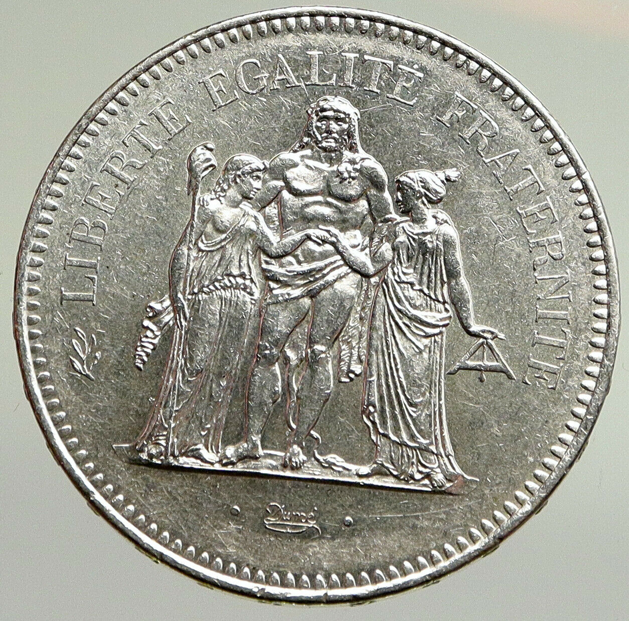 1975 FRANCE Large HERCULES Motto VINTAGE Old Silver 50 FRANCS French Coin i94781