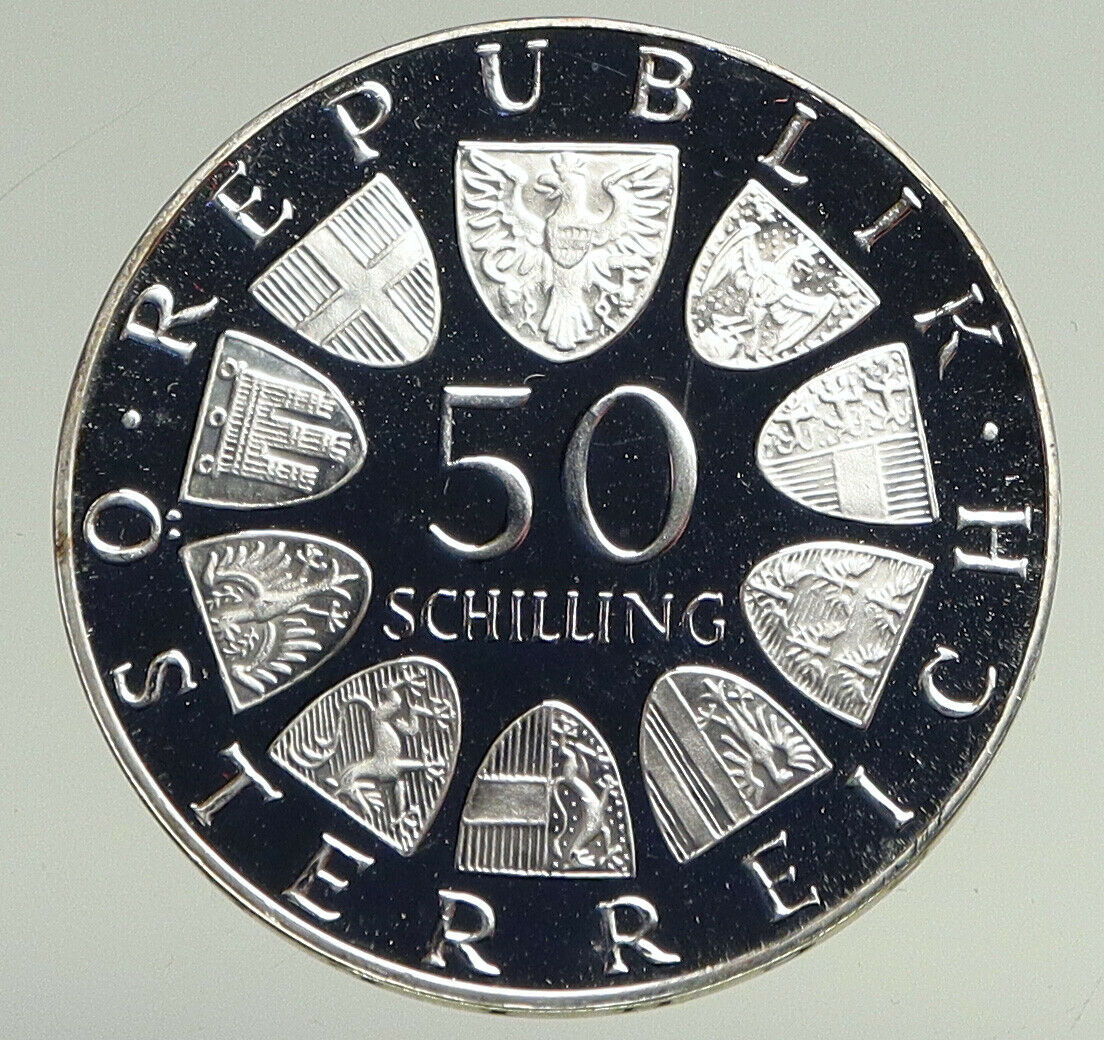 1974 AUSTRIA Garden Flower Show Proof Silver 50 Schilling Austrian Coin i94741