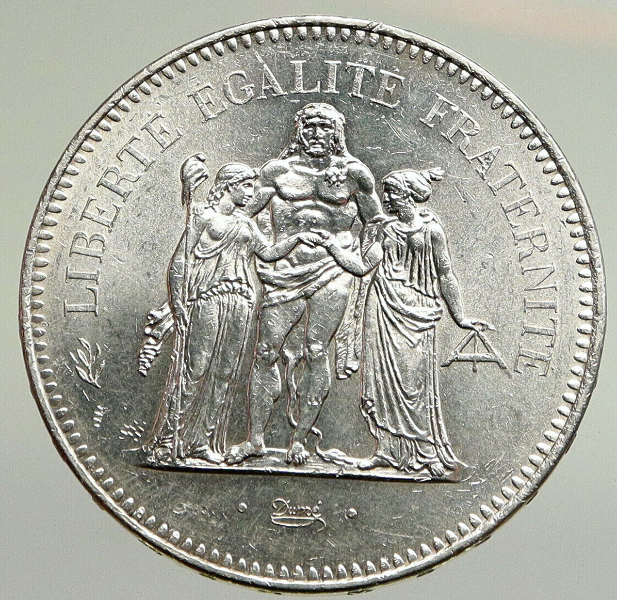 1975 FRANCE Large HERCULES Motto VINTAGE Old Silver 50 FRANCS French Coin i94785