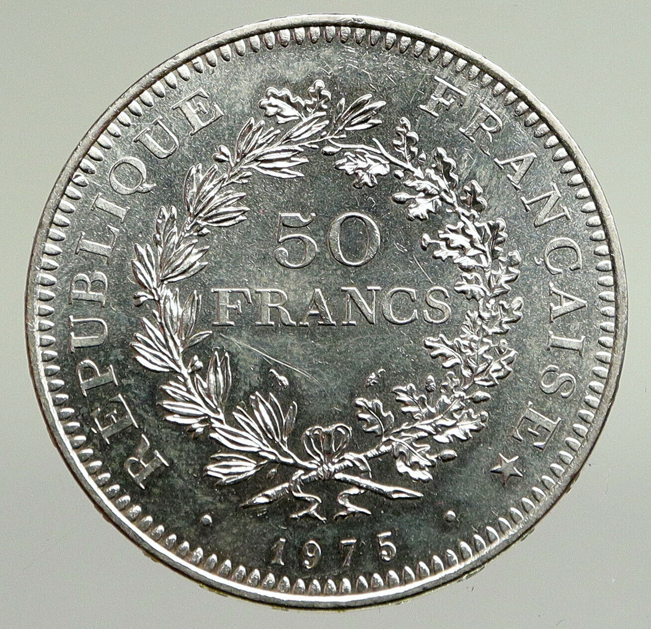 1975 FRANCE Large HERCULES Motto VINTAGE Old Silver 50 FRANCS French Coin i94776