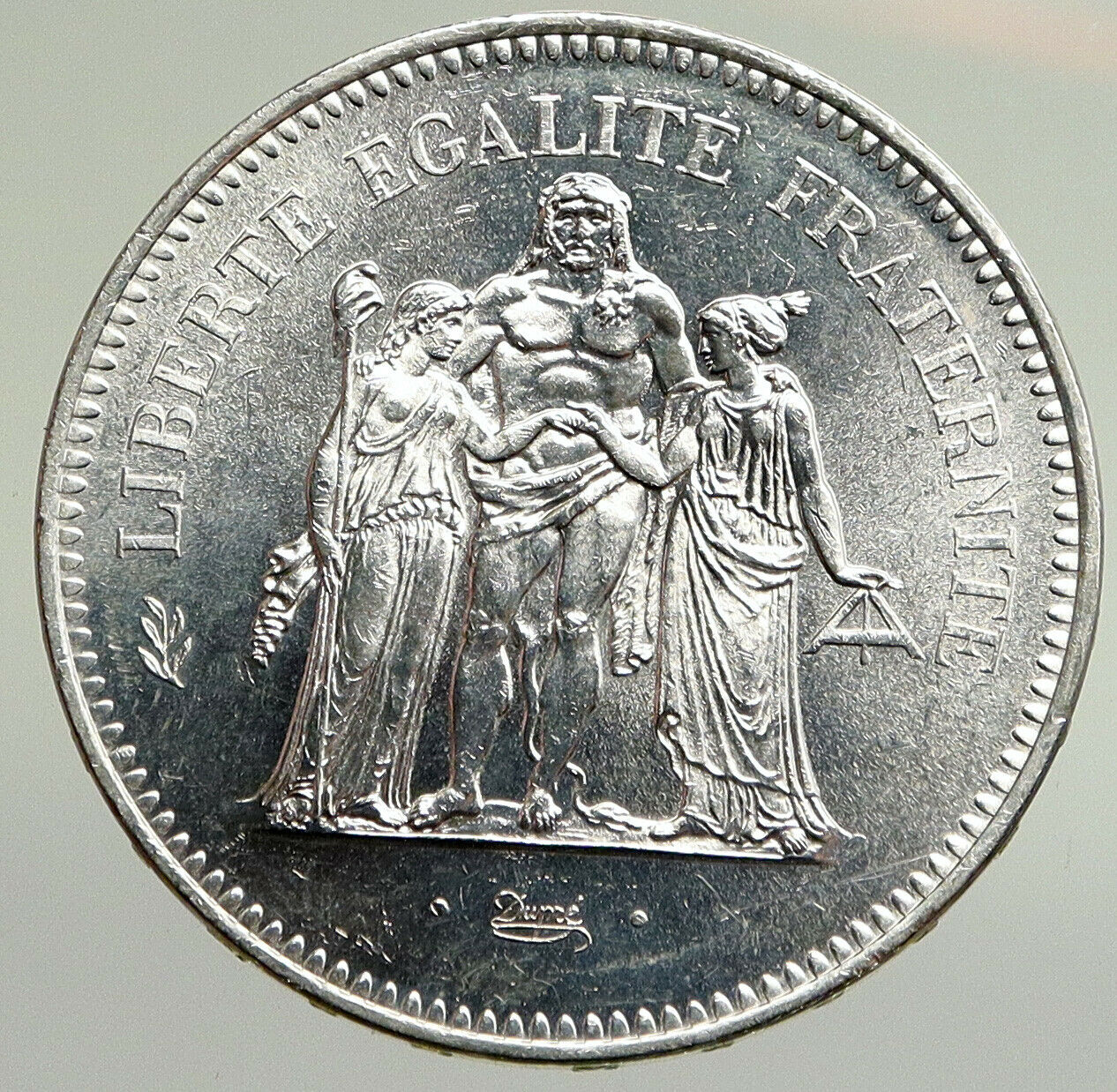 1975 FRANCE Large HERCULES Motto VINTAGE Old Silver 50 FRANCS French Coin i94780