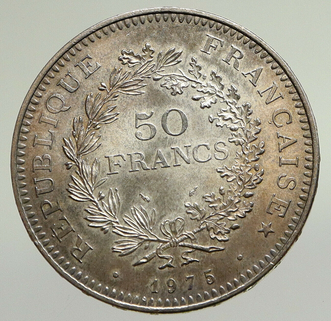 1975 FRANCE Large HERCULES Motto VINTAGE Old Silver 50 FRANCS French Coin i94783