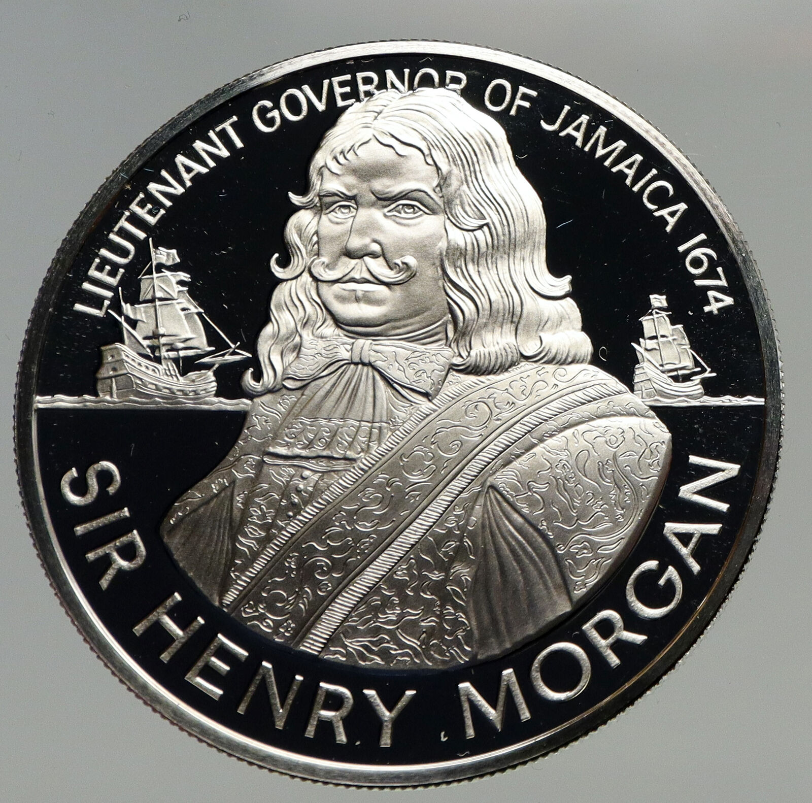 1974 JAMAICA Sir Henry Morgan Port Royal Lieutenant PROOF SILVER $10 Coin i93382