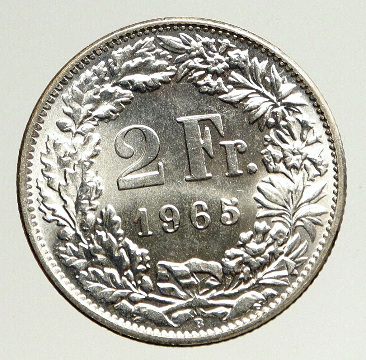 1965 SWITZERLAND - HELVETIA Symbolizes SWISS Nation SILVER 2 Francs Coin i93674