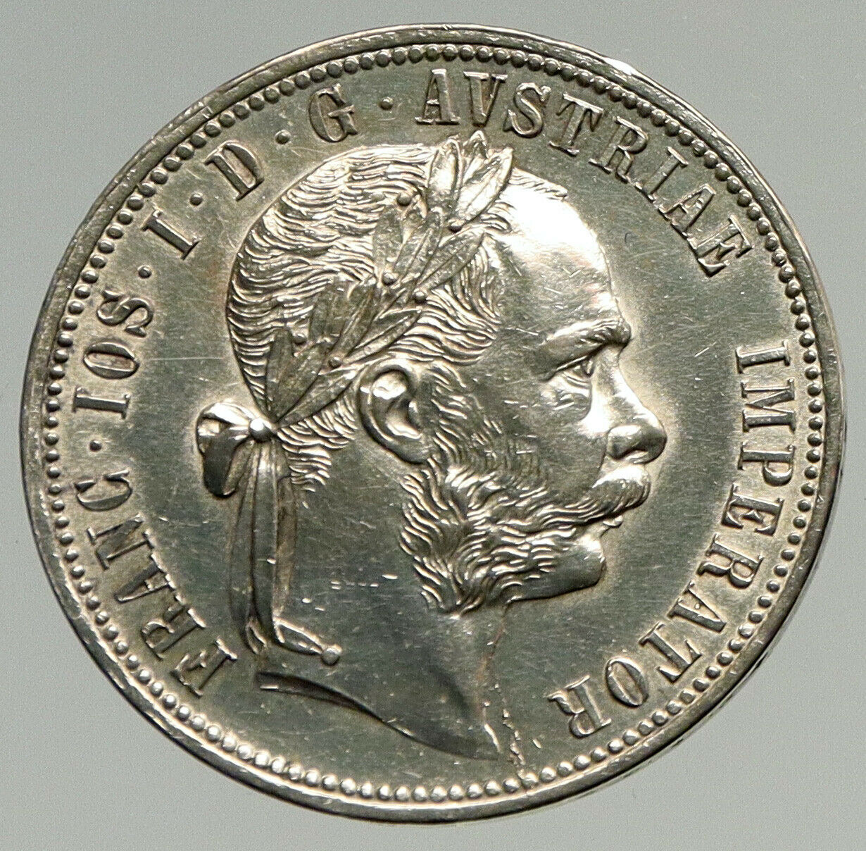 1878 AUSTRIA King FRANZ JOSEPH I Vintage Antique OLD Silver Florin Coin i93392