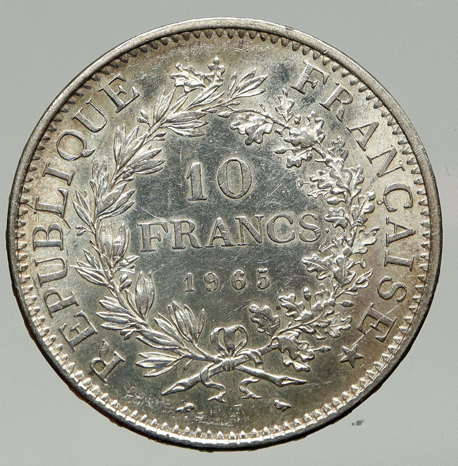 1965 FRANCE Large HERCULES Motto VINTAGE Old Silver 10 FRANCS French Coin i93274