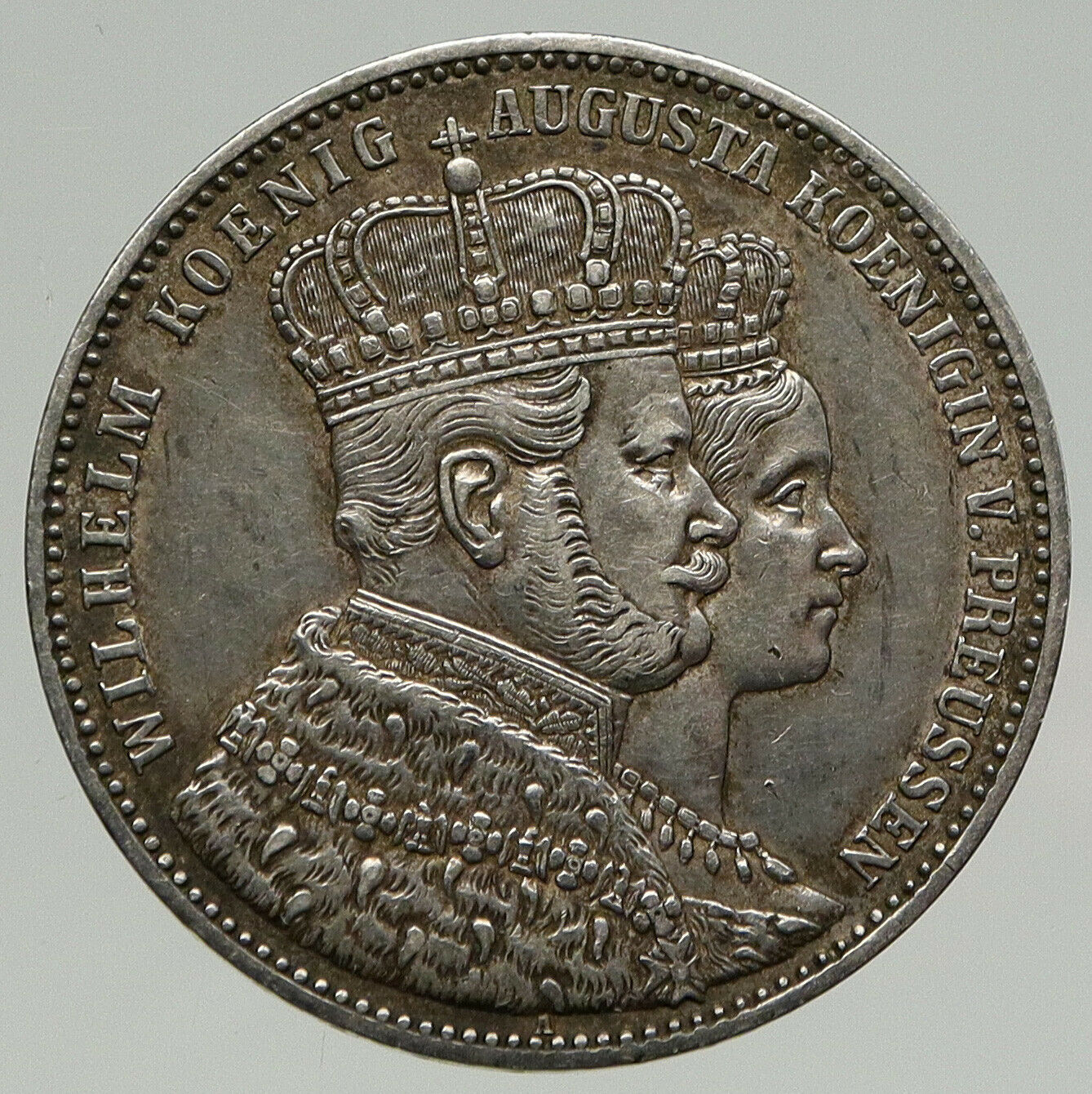 1861 A PRUSSIA German STATE Coronation King WILHELM I Silver Taler Coin i93388