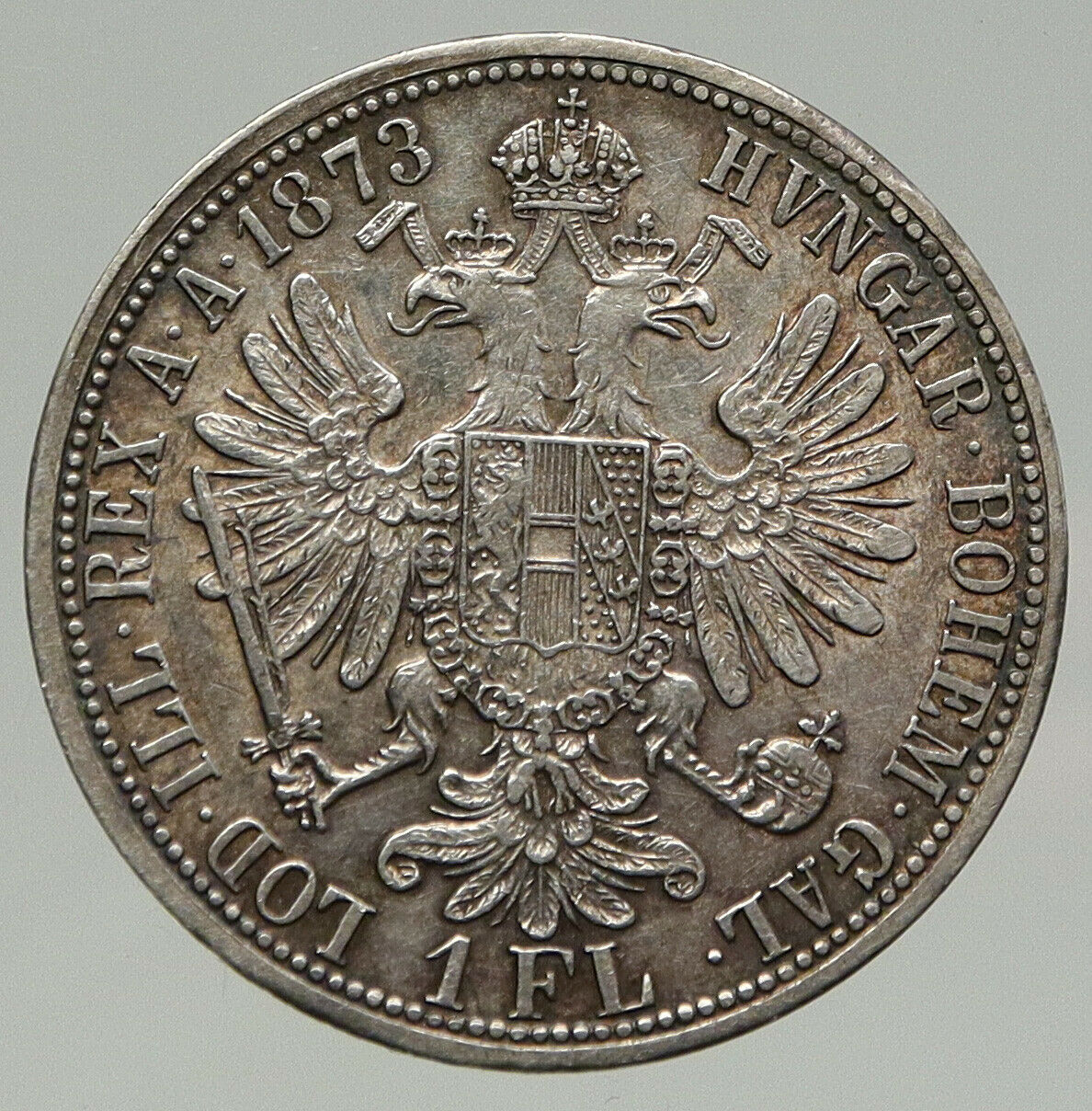 1873 AUSTRIA King FRANZ JOSEPH I Vintage OLD Antique Silver Florin Coin i93386