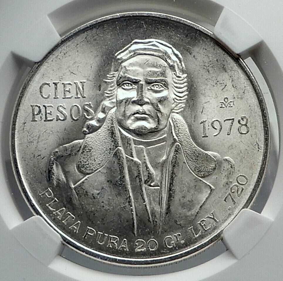 1978 Mexican Independence HERO Jose Maria Morelos Silver 100Peso Coin NGC i79874